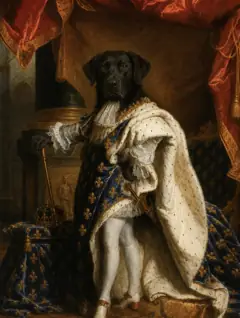 Black dog in a royal portrait